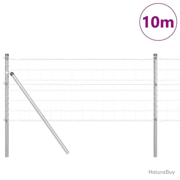 Clture Euro avec 7 poteaux 0,8 x 10 m en acier galvanis