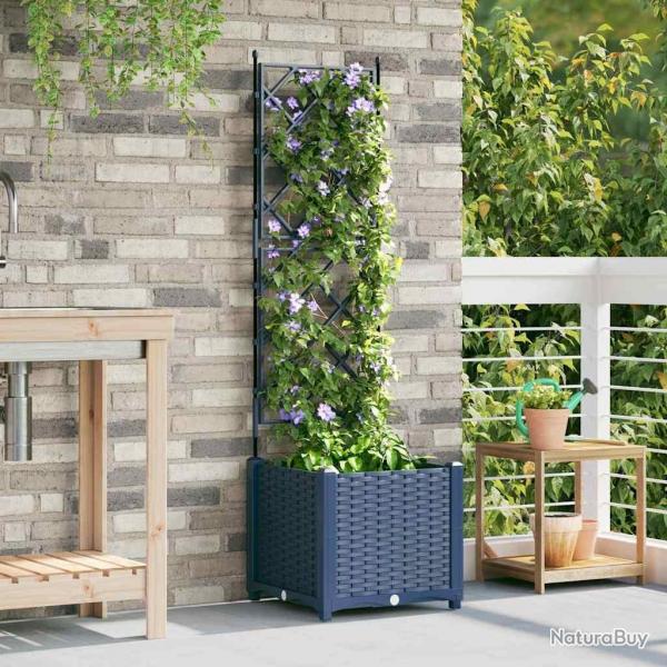 Jardinire de jardin avec treillis gris 40x40x143 cm