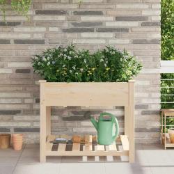Jardinière avec étagère 90x90x76 cm en bois massif de sapin