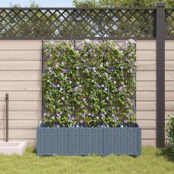 Jardinière de jardin avec treillis 3 pcs gris clair 120x40x143 cm