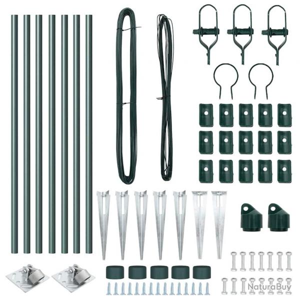 Ensemble de pots de clture avec pointe 7 pcs Vert 32mm 80 cm