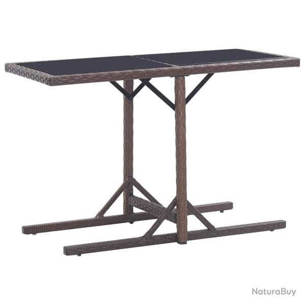 Table de jardin Marron 110x53x72 cm Verre et rsine tresse
