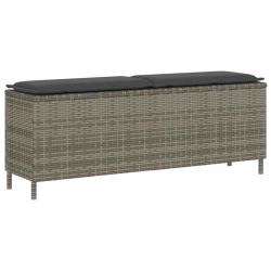 Banc de jardin avec coussin gris 110x30x40,5 cm résine tressée