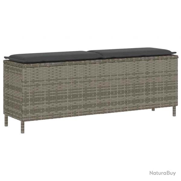 Banc de jardin avec coussin gris 110x30x40,5 cm rsine tresse