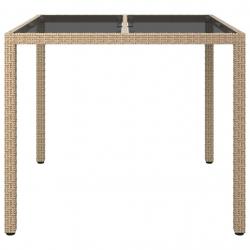 Table de Salle à Manger de Jardin Beige 90x90x75 cm Poly Rattan