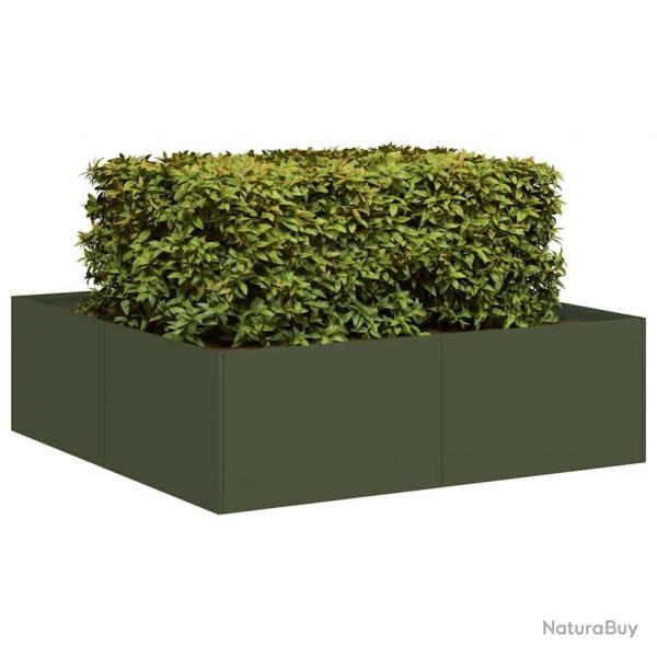 Jardinire vert olive 100x100x30 cm acier