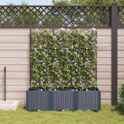 Jardinier avec treillis 3 pcs Gris 120x40x143 cm