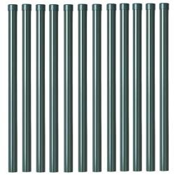 Poteaux de clôture 12 pcs Vert 80 cm Acier peint par poudre