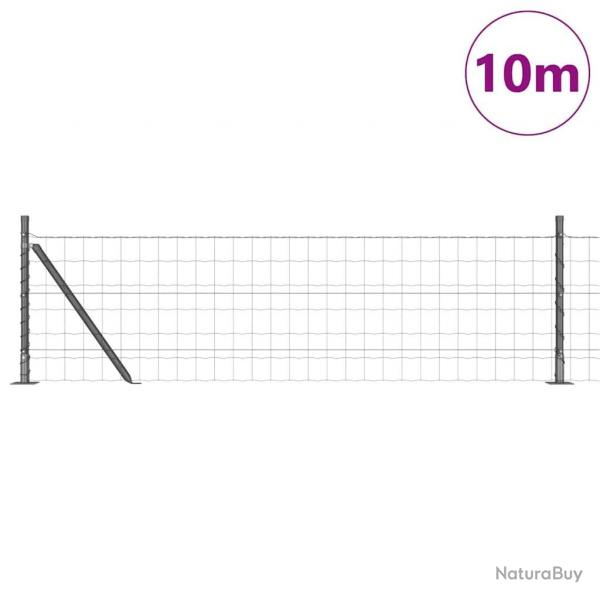 Clture Euro avec 7 poteaux  bride 0.6x10 m en acier galvanis