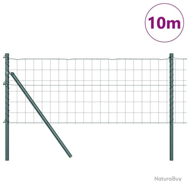 Euro Grillage avec 7 Poteaux 0,8 x 10 m Acier Galvanis Vert
