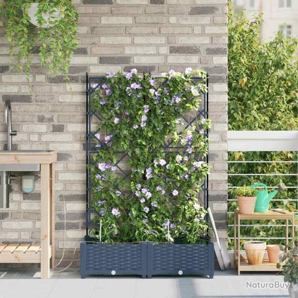 Jardinires de jardin 1 pc Gris 80 x 40 x 126 cm Plastique