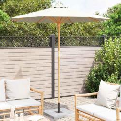 Parasol de jardin crème blanche, 217 x 230 cm en bambou.