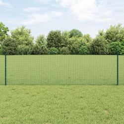 Clôture soudée avec 11 poteaux U verts 0,6x25 m en acier