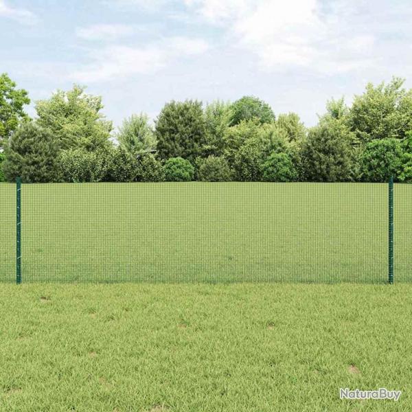 Clture soude avec 11 poteaux U verts 0,6x25 m en acier