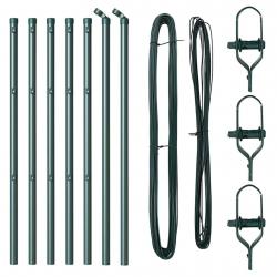 Poteaux de clôture 7 pcs Vert Ø32mm 160 cm Métal