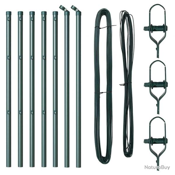 Poteaux de clture 7 pcs Vert 32mm 160 cm Mtal