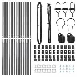 Ensemble de Poteaux de Clôture 13 pcs Gris Ø32mm 150 cm Acier
