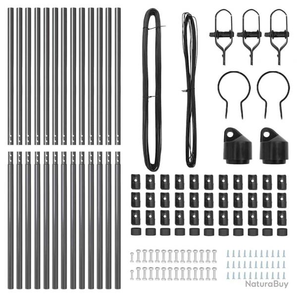Ensemble de Poteaux de Clture 13 pcs Gris 32mm 150 cm Acier