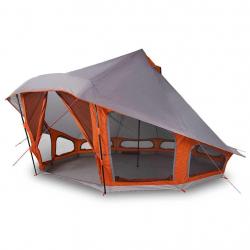 Tente de Famille Tipi en Gris et Orange pour 10 Personnes - Imperméable