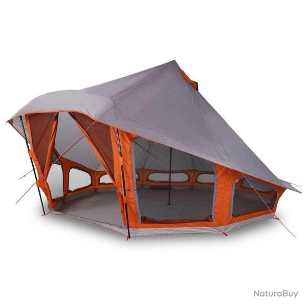 Tente de Famille Tipi en Gris et Orange pour 10 Personnes - Impermable