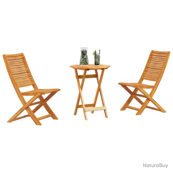 Ensemble bistro pliant 3 pcs Acacia naturel 60 x 60 x 75 cm