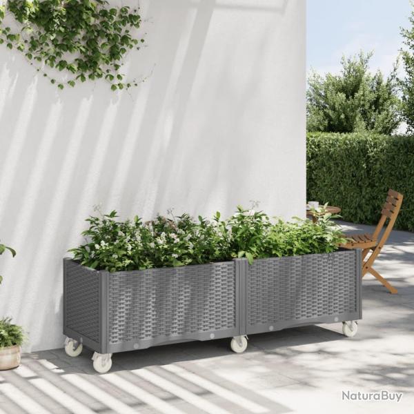 Jardinire  roulettes gris clair 160x50x54 cm PP