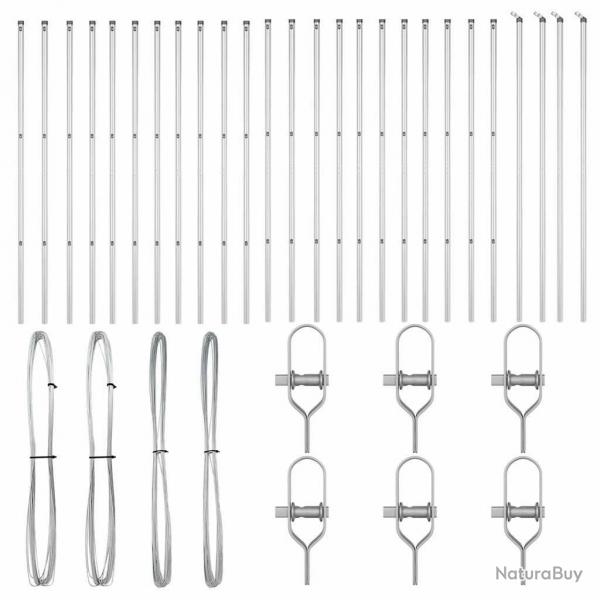 Poteaux de clture 26 pices 32 mm 200 cm en acier galva