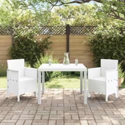Ensemble Salle à Manger Jardin 3 pcs Blanc 100 x 100 x 73 cm