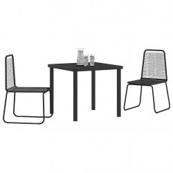 Chaises Extérieures Noires 3 pcs Noir 80 x 80 x 73 cm