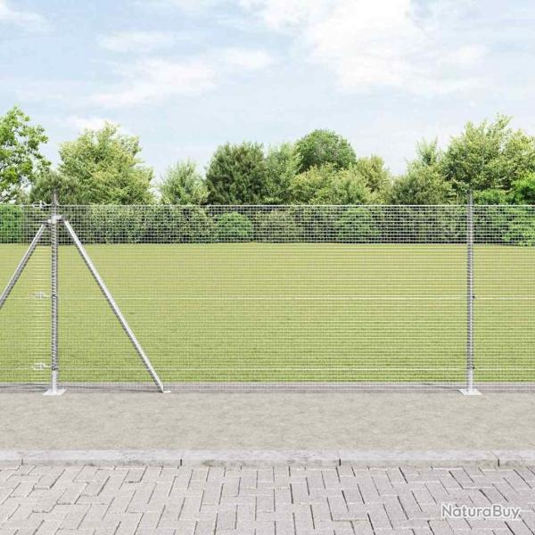 Clture en fil soud avec 13 poteaux  bride 0.8x50 m en acier galvanis