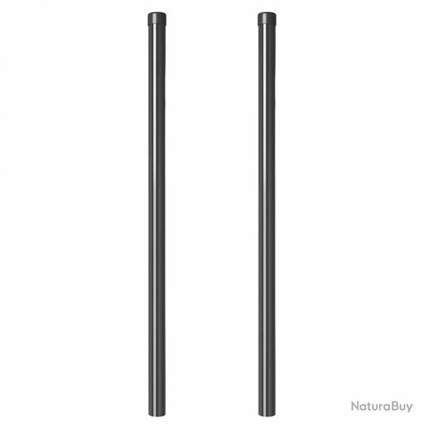 Poteaux de clture 2 pcs Gris 100 cm Acier peint par poudre