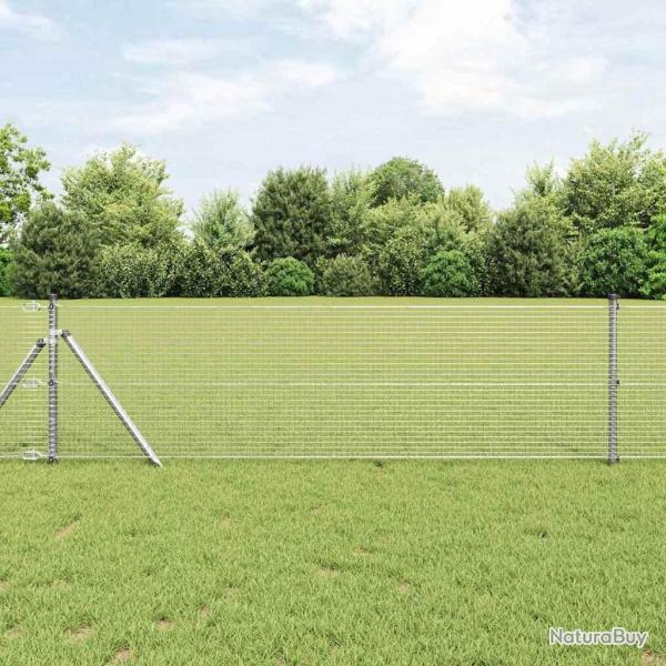 Clture en Fil Soud avec 13 Poteaux 0,4x25 m Acier Galvanis
