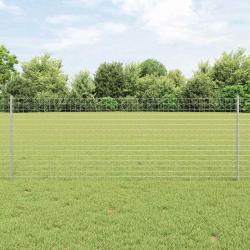 Clôture Euro avec 11 poteaux en U Argent 0,8x25 m Acier