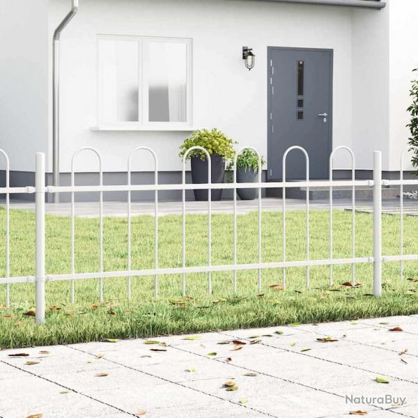 Clture de jardin blanche avec sommet en arc, dimensions 8,5x0,6 m en acier