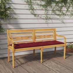Banc Batavia avec coussin rouge bordeaux 150cm Bois teck massif