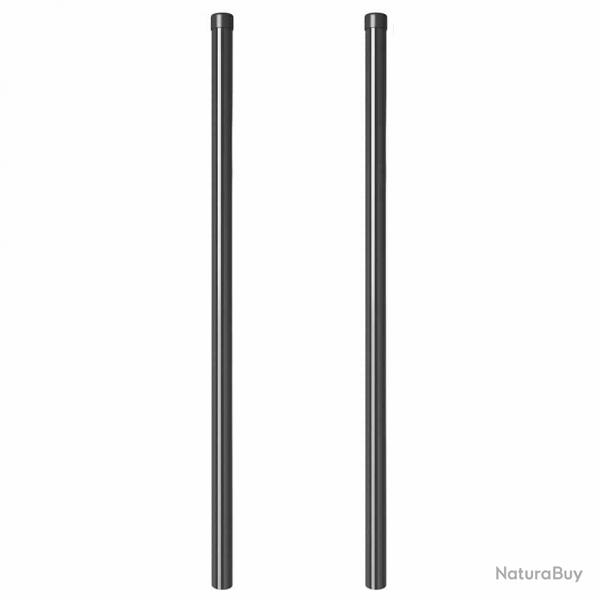 Poteaux de clture 2 pcs Gris 110 cm Acier peint par poudre