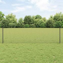 Clôture en fil soudé avec 11 poteaux U Gris 0,6x25 m Acier