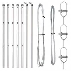 Ensemble de poteaux de clôture 7 pcs Argent Ø32mm 100 cm