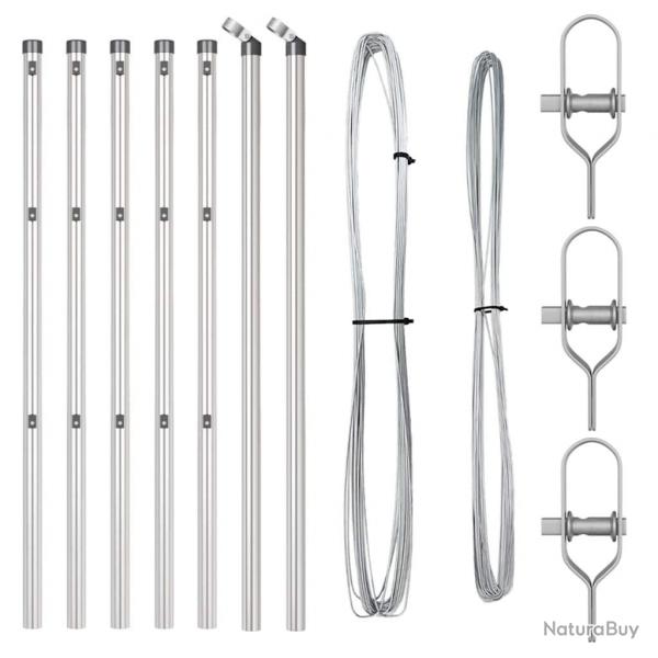 Ensemble de poteaux de clture 7 pcs Argent 32mm 100 cm