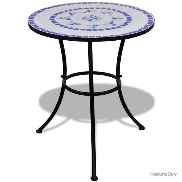 Table de bistro Bleu et blanc 60 cm Mosaque