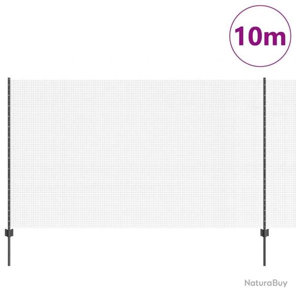 Clture en fil soud avec 10 pieux en U Gris 1,4 x 10 m Acier