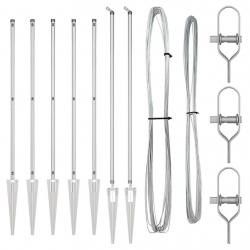 Set de poteaux de clôture 7 pcs Argent Ø32mm 160 cm