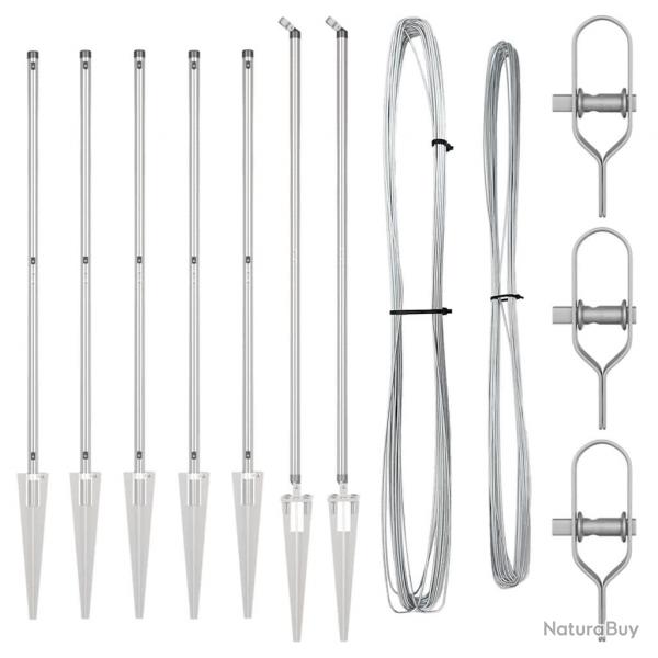 Set de poteaux de clture 7 pcs Argent 32mm 160 cm