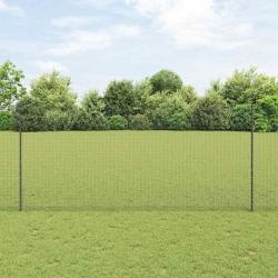 Clôture en fil soudé avec 10 poteaux U gris 1,4x10 m en acier