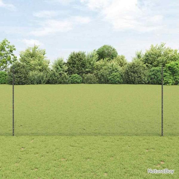 Clture en fil soud avec 10 poteaux U gris 1,4x10 m en acier