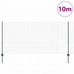 Clôture Euro avec 5 poteaux U, Vert, 1,2 x 10 m en Acier