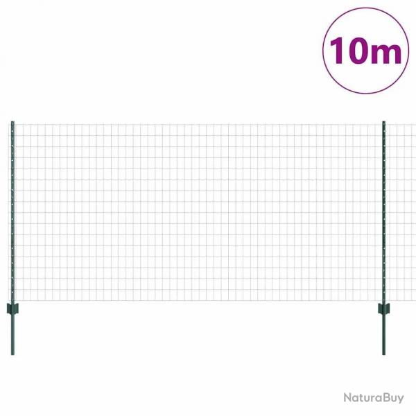 Clture Euro avec 5 poteaux U, Vert, 1,2 x 10 m en Acier
