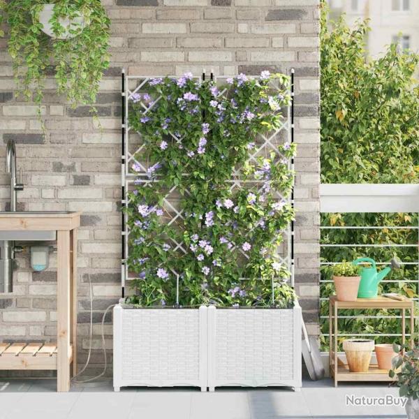 Jardinires de jardin 1 pc Blanc 80 x 40 x 142 cm Plastique