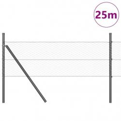 Ensemble de clôture 2 pièces Gris Acier galvanisé 25 x 0,5 m