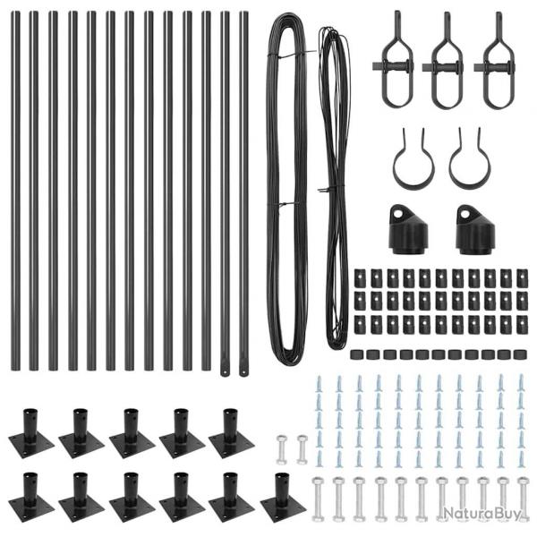 Set de poteaux de clture 13 pcs Gris 32mm 160 cm Bton